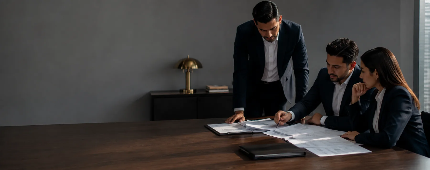 Equipo de consultoría empresarial de ARPSM revisando documentos de trabajo